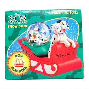 Disney's 101 Dalmatians Snow Dome Sleigh Collectible Toy 1996 Vintage Green Box
